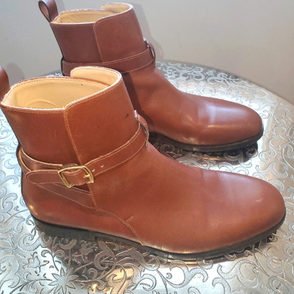 NWOT Scarosso Lara Cognac Brown Jodhpur Calfskin Leather Ankle Boots  Women Sz39